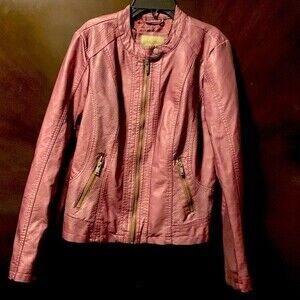 MAURICE’S WOMEN FAUX LEATHER JACKET—brown/burgundy purple color size M‎
